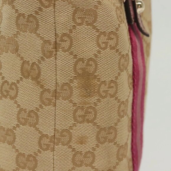 GUCCI GG Canvas Sherry Line Tote Bag Beige Gold Auth 140181 - Picture 13 of 16